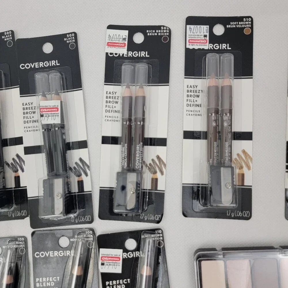 COVERGIRL Easy Breezy Brow Pencils BLACK 2pk LOT Eyeliner Mascara Mixed Bundle - Picture 3 of 16